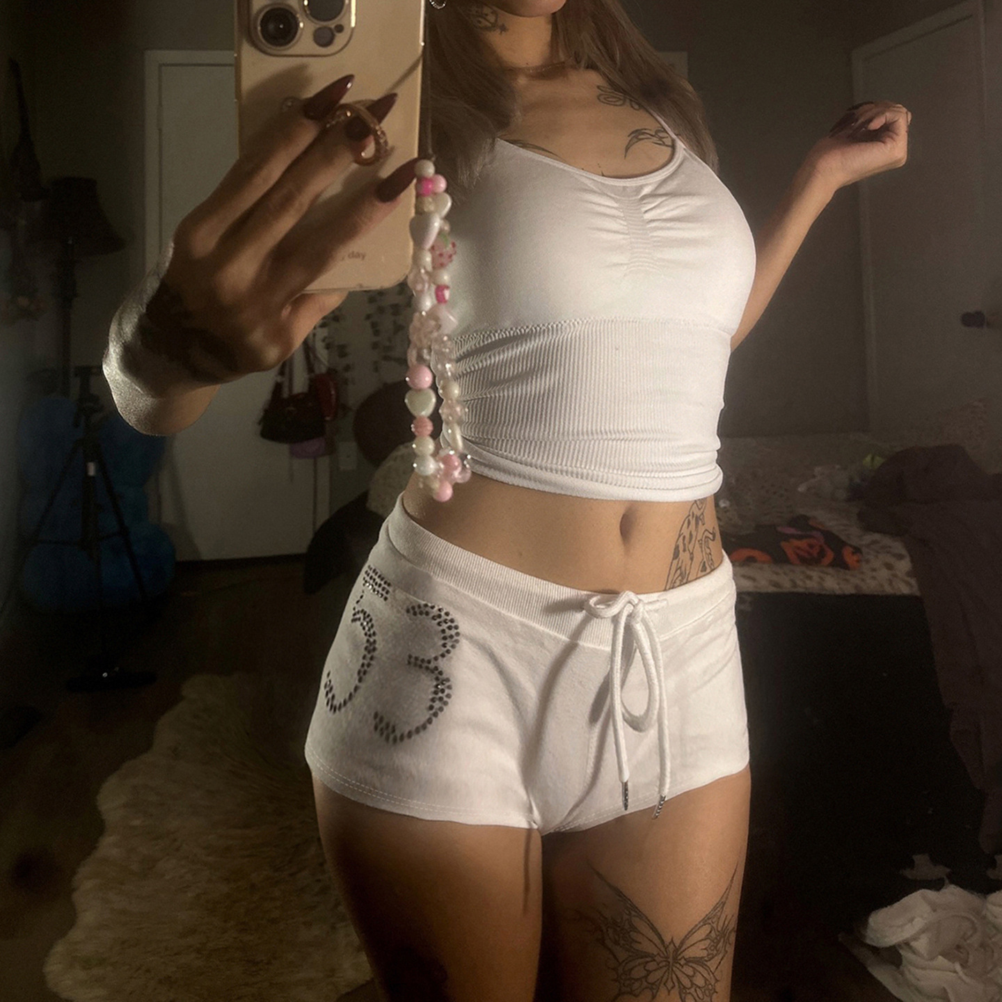 American Street Style Basic Hot Diamond Strap Yoga Shorts Cross-Border Peach Butt Lift Fitness High Waist Sports Hot Pants for Women