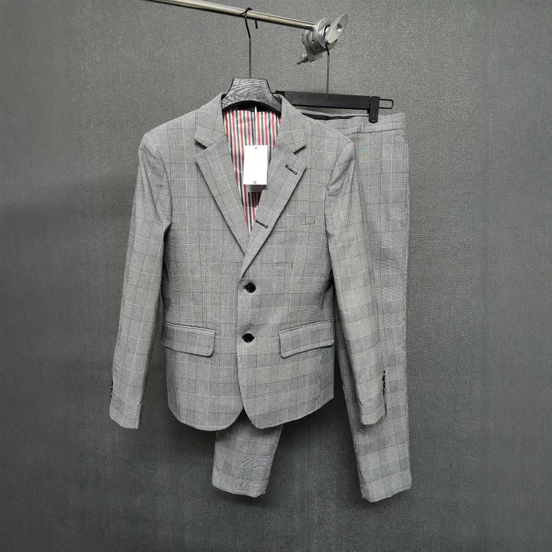 High-end TB Suit Jacket Men's High-end Sense Plaid Hong Kong-style Casual Suit Korean-style Slim-fit Slimming Business Jacket