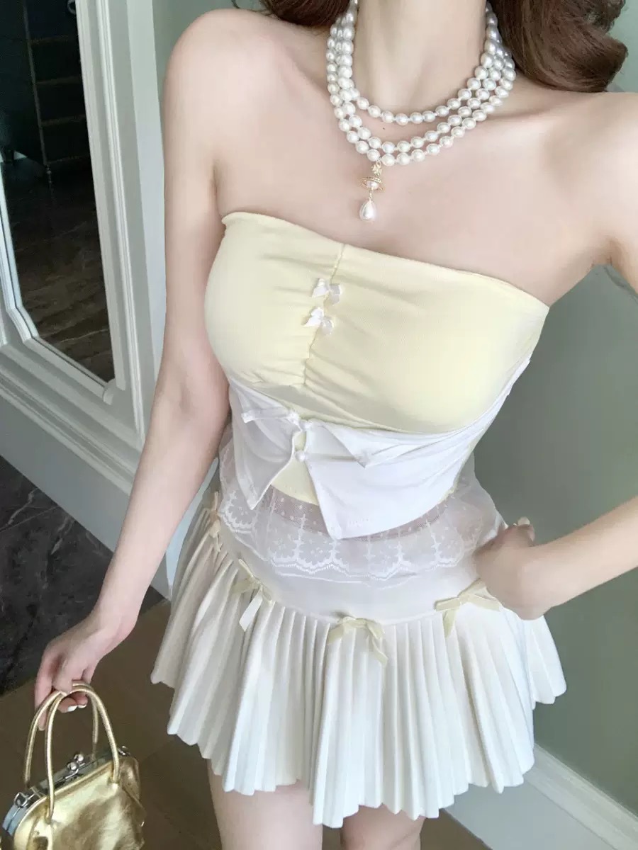 2920 ¿ nuevo estilo de verano dulce y picante encaje dobladillo empalmado y sujetador para mujeres delgadas con sujetador Top image 10
