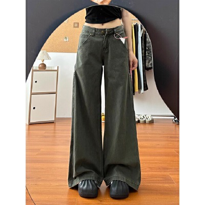 2025 Autumn New Plus Size Low Waist Scimitar Logging Pants Thin Straight Loose Two-Color Cargo Pants for Women