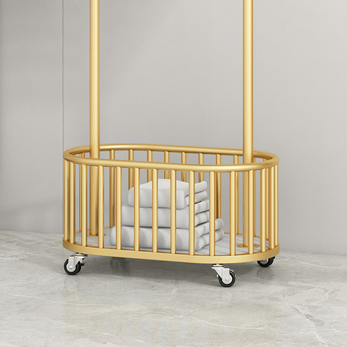 Foyer coat rack floor-standing household clothes rack with wheels mobile storage rack light luxury bedroom corner storage clothes drying rack