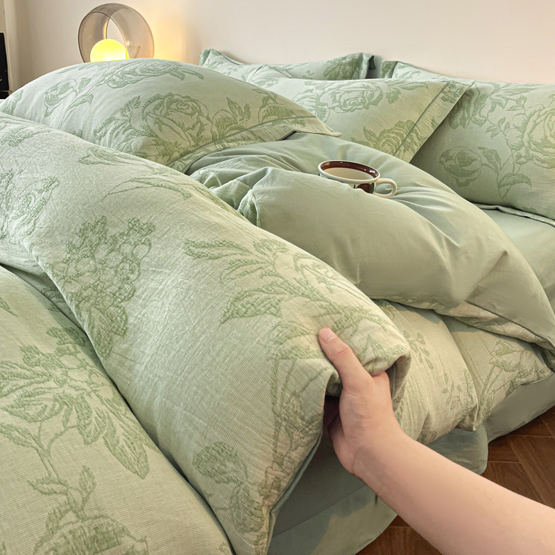 Elegant Cotton Three-layer Gauze Brushed Duvet Cover Set Premium_voghion.com