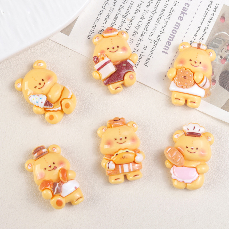 Cartoon DIY Resin Accessories Jewelry Western Food Butter Bear Cream Glue Hairpin Mobile Phone Case Shoe Buckle Key Chain Pendant