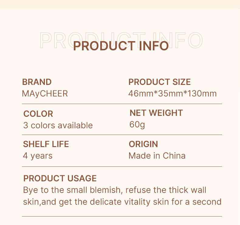 MAYCHEER Foundation for cross-border trade has a natural luster that lasts long without smudge. bb Cream, FDA undefined