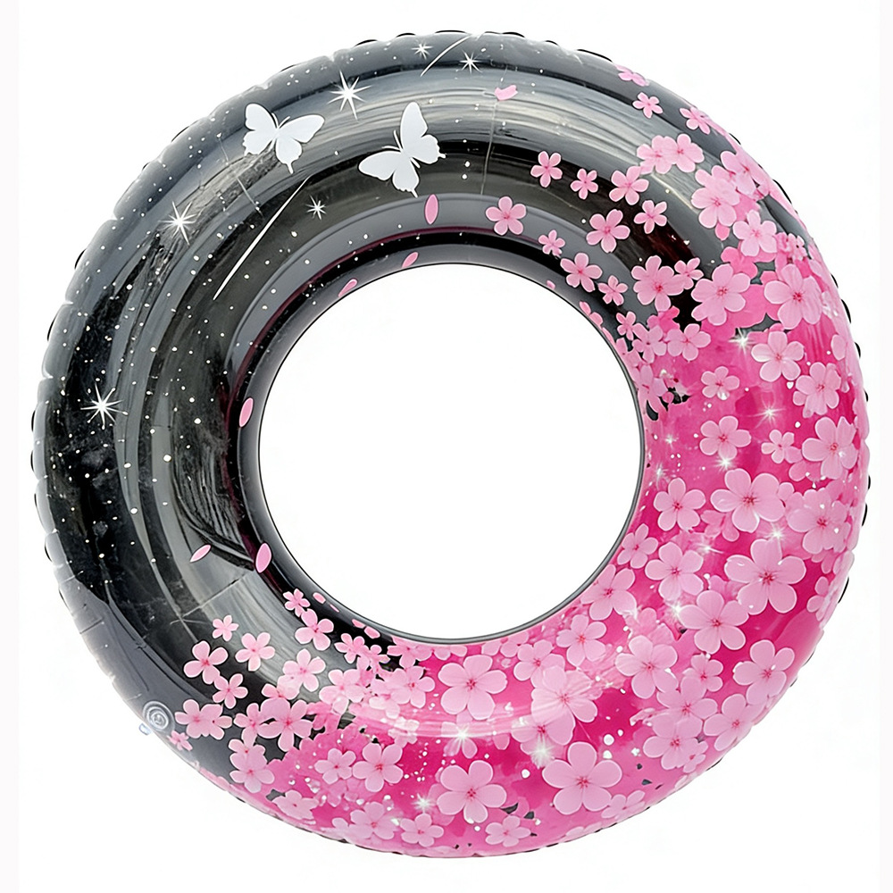 Transfronterizos ampliados con mango de barco de anclaje arco iris anillo de natación para adultos anillo de natación infláble arco iris de gran tamaño para hombres y mujeres