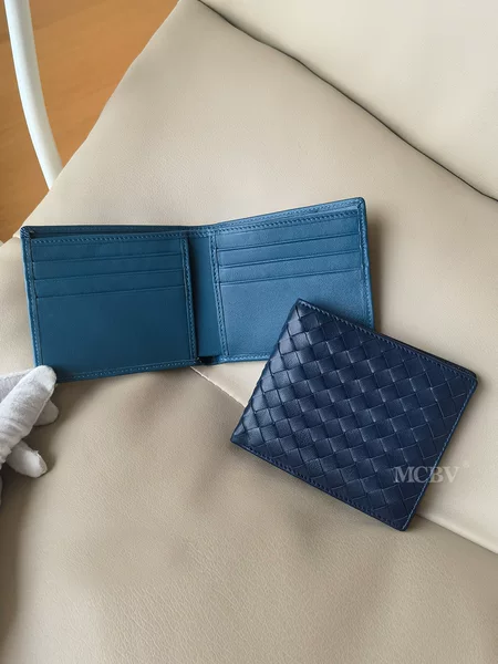 Mcbv Genuine Leather Hand-Woven Men's Short Wallet Genuine Leather Coin Purse Card Holder Photo Style Ticket Holder All-In-One Bag