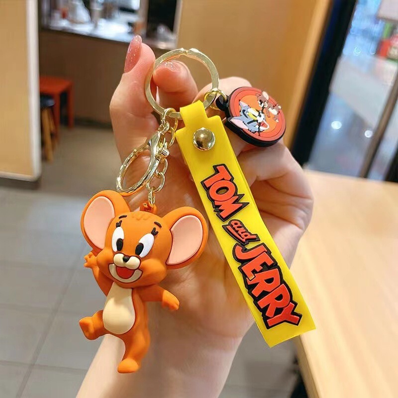 Tom and Jerry Cartoon Keychain Doll Couple Pendant Women's Bag Pendant Claw Machine Doll Wholesale Trendy Doll