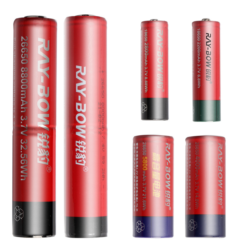 Ruibao New Factory Genuine 3.7V 18650 Lithium Battery, Post-Type Flat Head Rechargeable 26650 Flashlight Dedicated