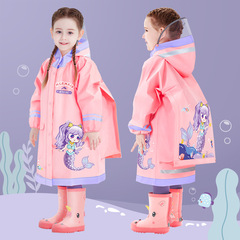 Children's raincoat for girls, primary school students, 2024 new model with school bag, big children's poncho, full body waterproof