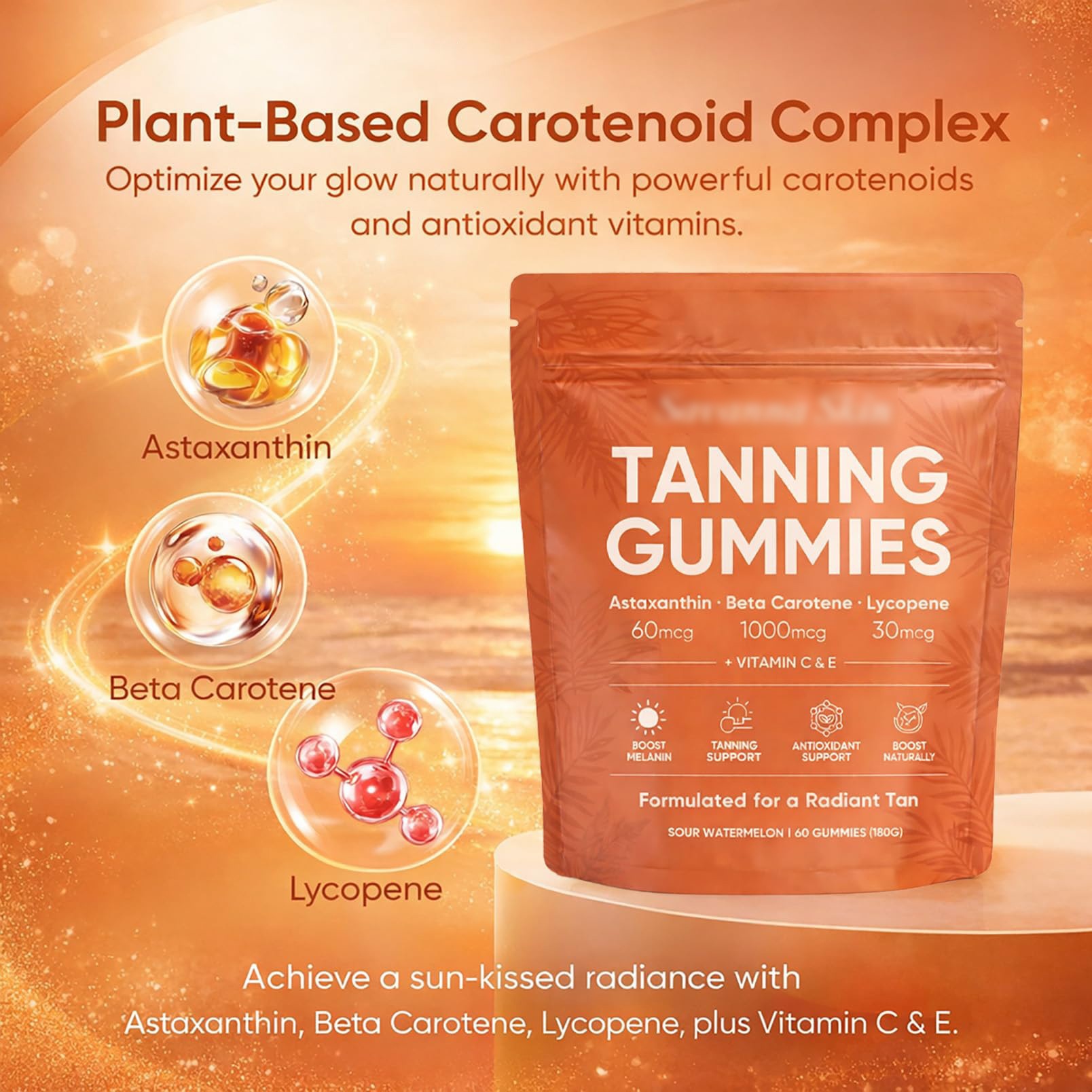 Gomitas Bronceadoras 60 Cápsulas para Bronceado Natural para Adultos