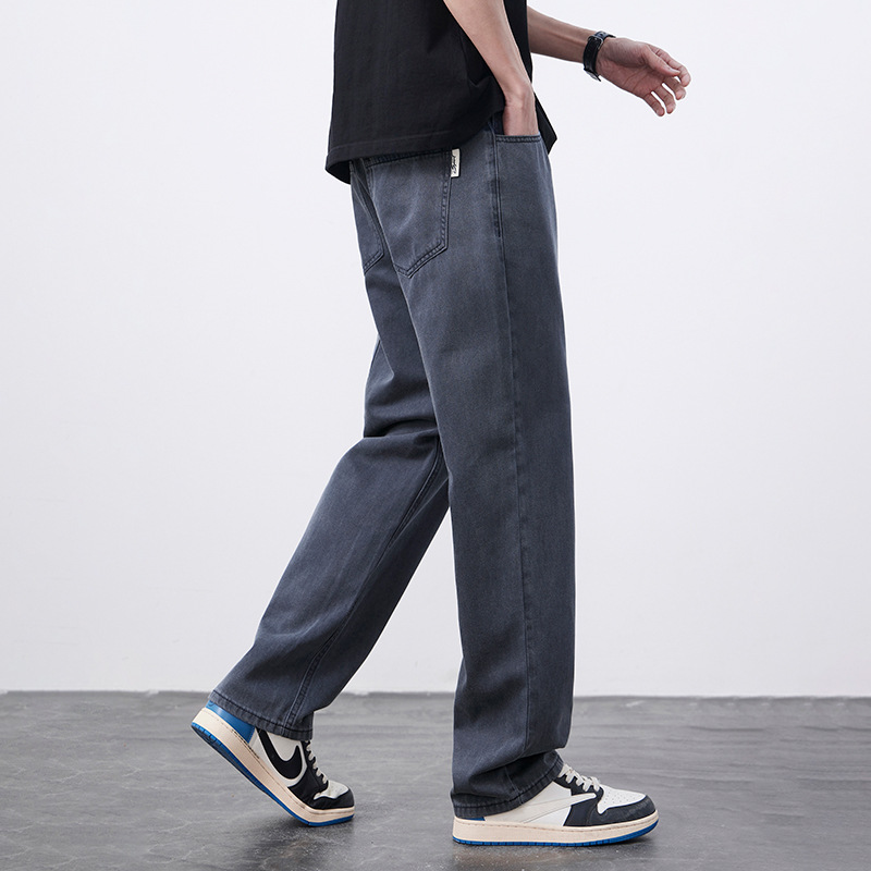 American Vintage Washed Dressed Jeans Men's Spring and Summer New Tooling Loose Straight Pants Cotton Casual Long Pants