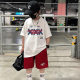 Boys Summer 2025 New Large Children's Printed Letter suit Casual Loose Korean Style Western Style Two-Piece Set for Boys