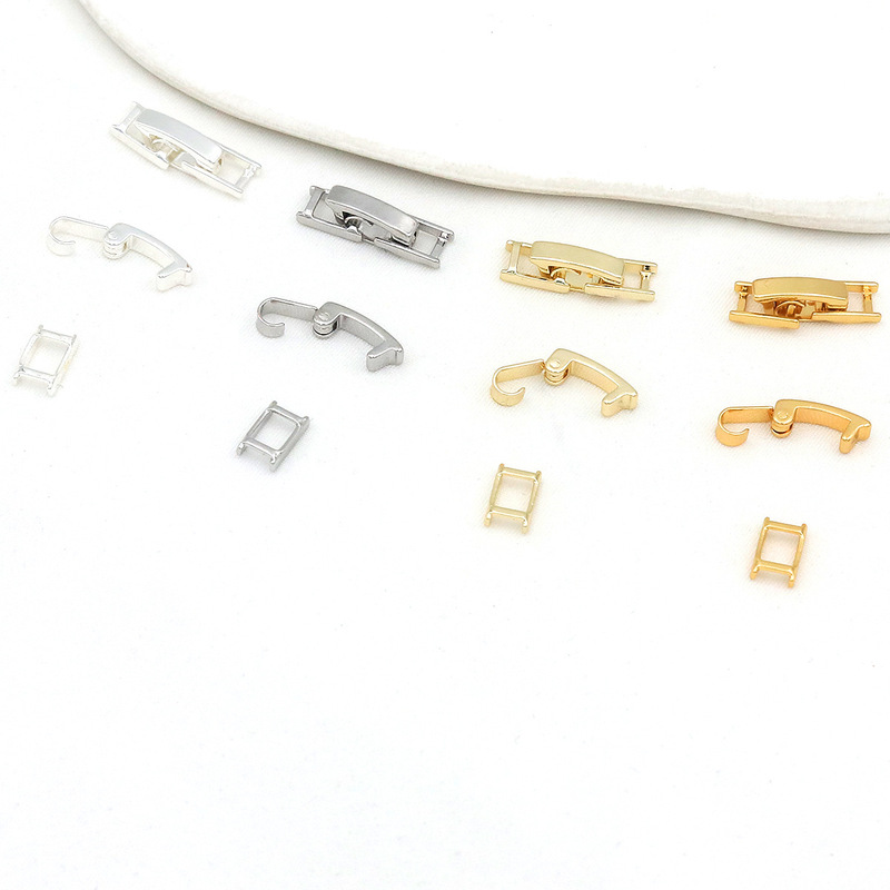 18K Real Gold Color-Preserving Bracelet Clasp Folding Clasp Link Clasp Three-Piece Set Bracelet Necklace Clasp DIY Jewelry Accessories