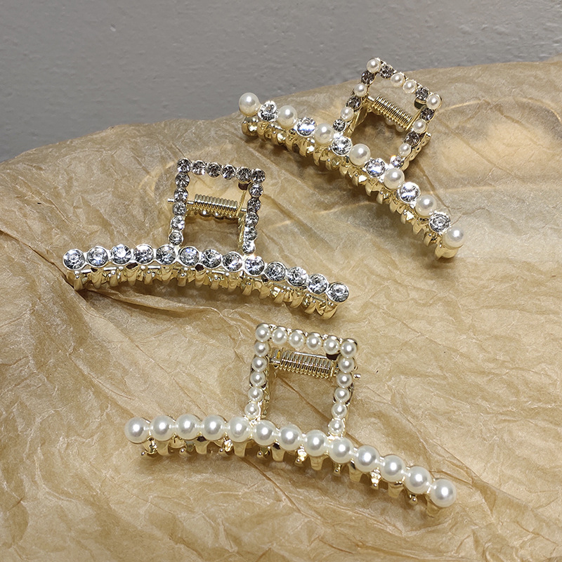 Metal Pearl Rhinestone Hair Catch Clip display picture 10