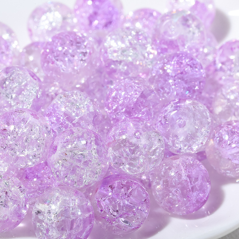 卡10珠子冰裂散珠透玻璃爆花内碎珠手工10mm串珠制作手串项链首饰|undefined