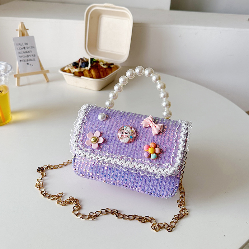 2025 nuevo lindo bolso de princesa de perlas portátil de moda versátil bolso de hombro bolso de cambio bolso de chicas coreanas