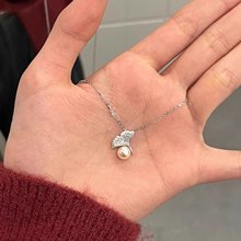 华饰S925纯银杏叶淡水珍珠项链小众高级感银女时尚气质锁骨链代发