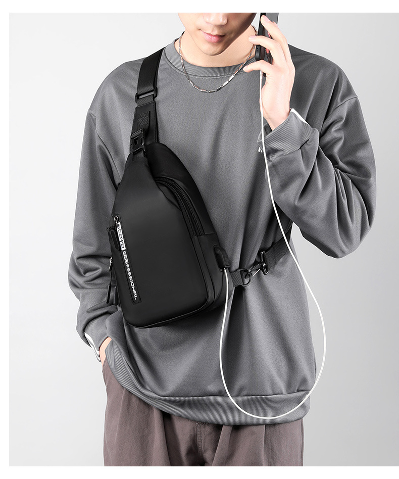 New business commuting lightweight single-shoulder bag, nylon hand-held men's crossbody bag, simple and casual chest bag, one-piece consignment undefined