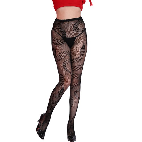 European and American hot girls versatile female fishnet stockings sexy mesh hollow stockings niche snake print pantyhose animal stockings dropshipping