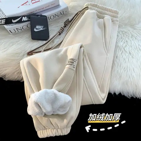 Pantalones de mm gordos para mujer 2023 más terciopelo grueso, pies sueltos, cintura elástica, deportes, pantalones harem casuales delgados, talla grande image 7