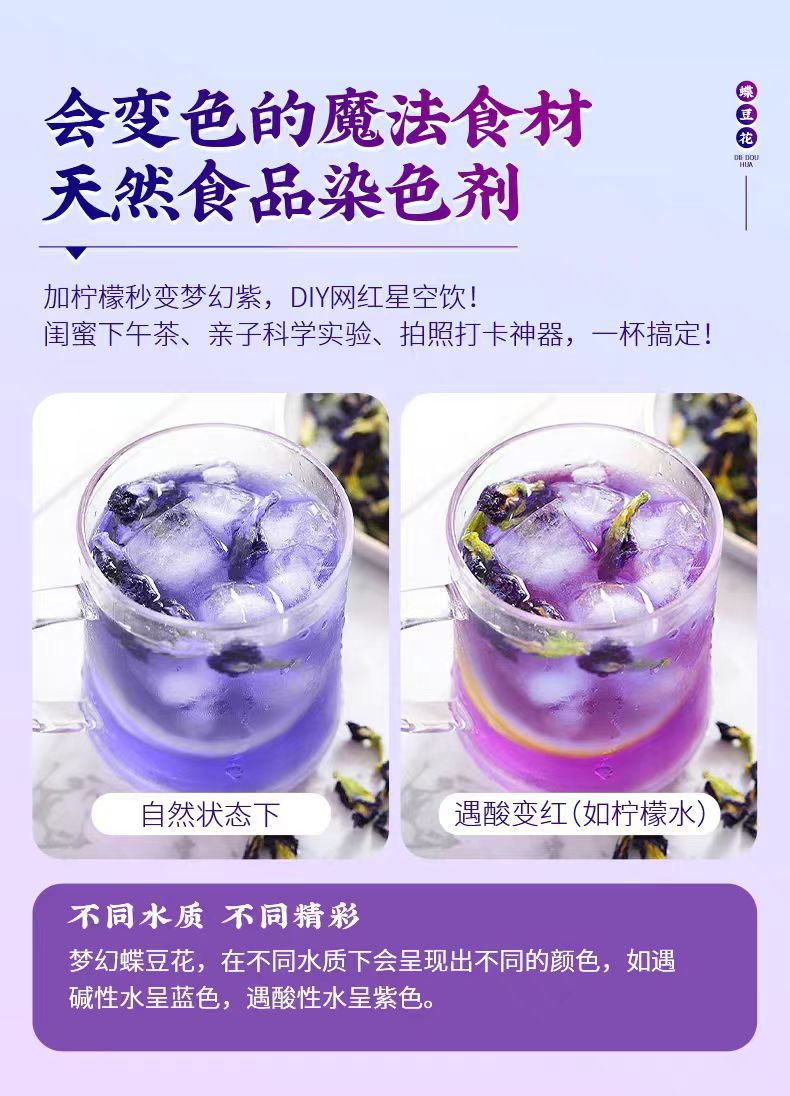 Blue Butterfly Pea Flower (Clitoria ternatea) — Dried Yunnan Butterfly Pea Herbal Tea, 500g specifications