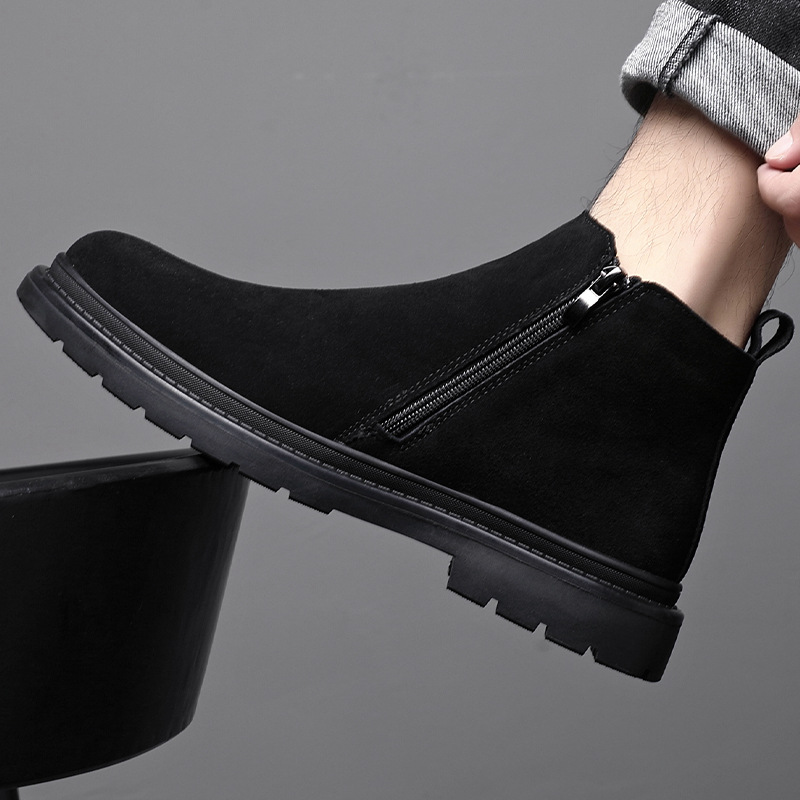 马丁靴男高帮休闲鞋2025秋冬季新款中帮切尔西靴黑色时尚皮鞋男款