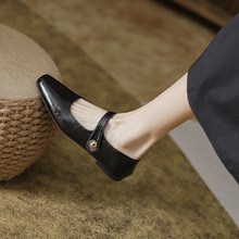 单鞋女ins玛丽珍鞋时尚方头2023春夏款仙女风法式复古软面平底鞋