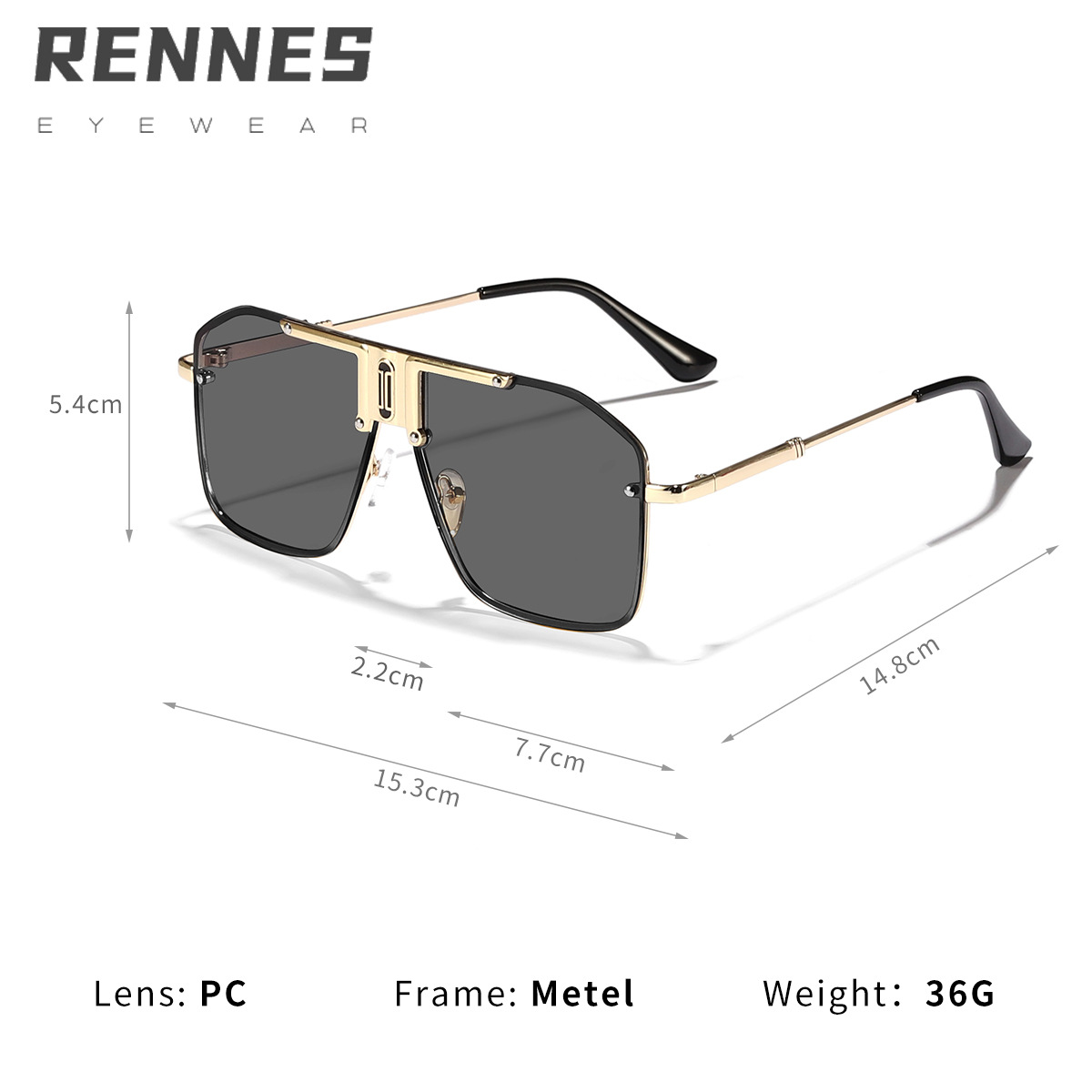2021 nueva moda marco grande gafas de sol calle tiro personalidad tendencia metal gafas de sol caja cuadrada gafas de sol 2574
