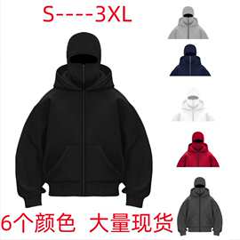 跨境新款外贸男装卫衣双帽卫衣时尚卫衣220 双帽蒙面卫衣男士外套