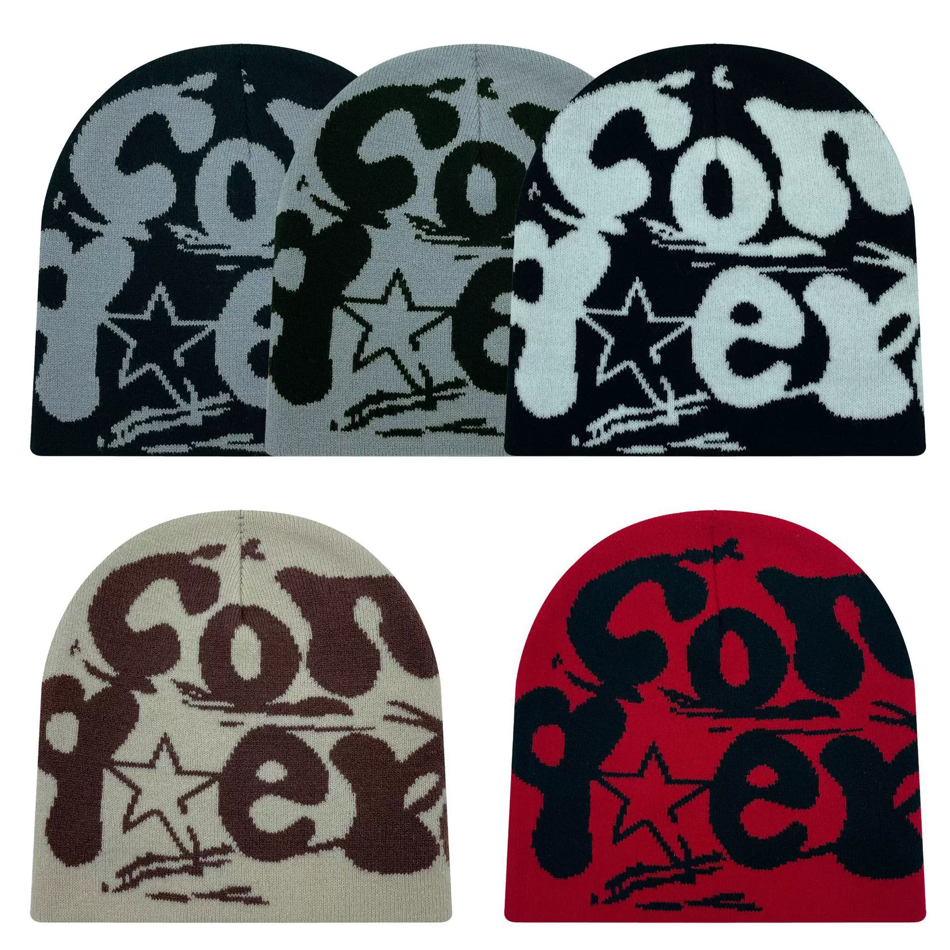 Y2K针织帽字母CO男女提花帽嘻哈帽户外运动街头跨潮牌欧美嘻哈风