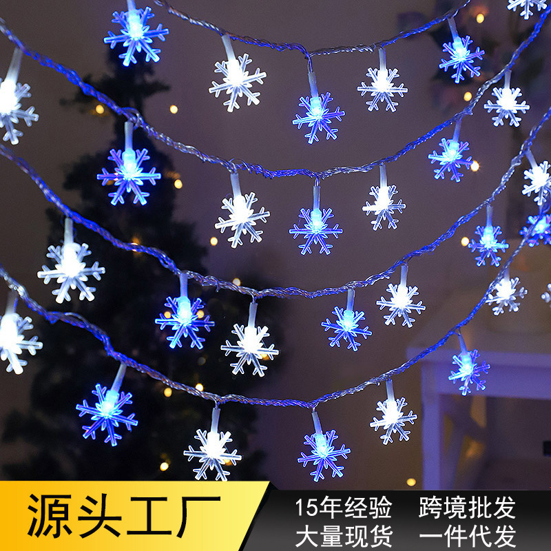 Led string lights snowflake atmosphere lights Christmas holiday decoration Christmas tree hanging lights small lights star lights cross-border temu