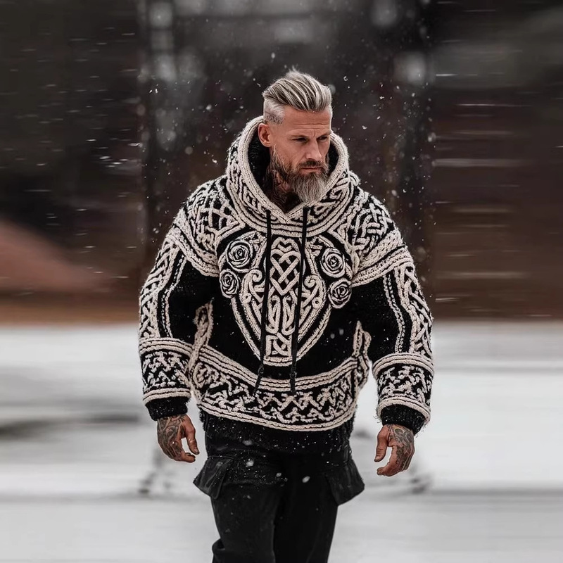 Amazon Independent Site, Y2 Cross-Border New Popular Fashion European and American Style Knitted Printed Sweatshirt