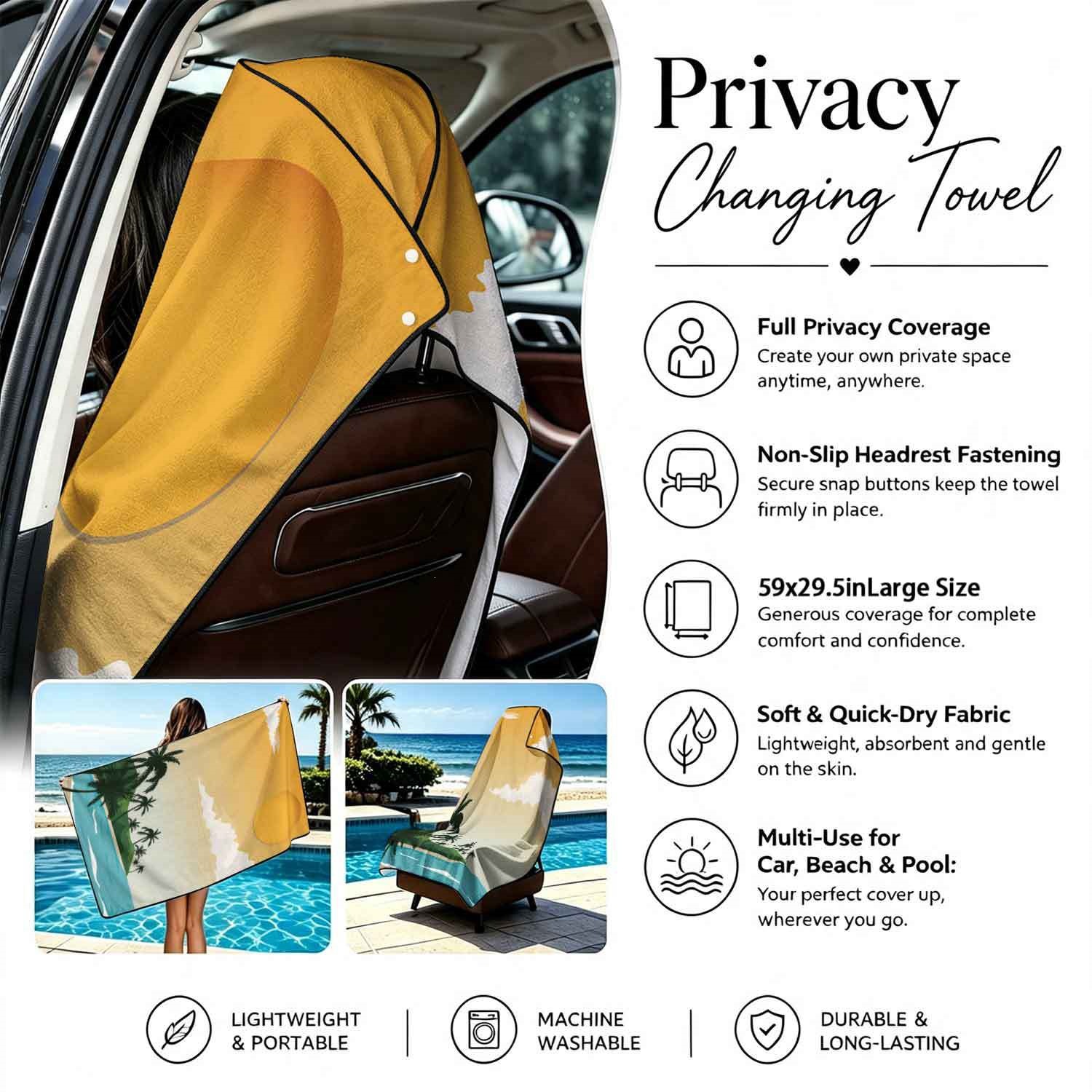 Summer bath towel and car seat cover 2-in-1, ultra-fine fiber outdoor beach and car dual-use universal seat cushion