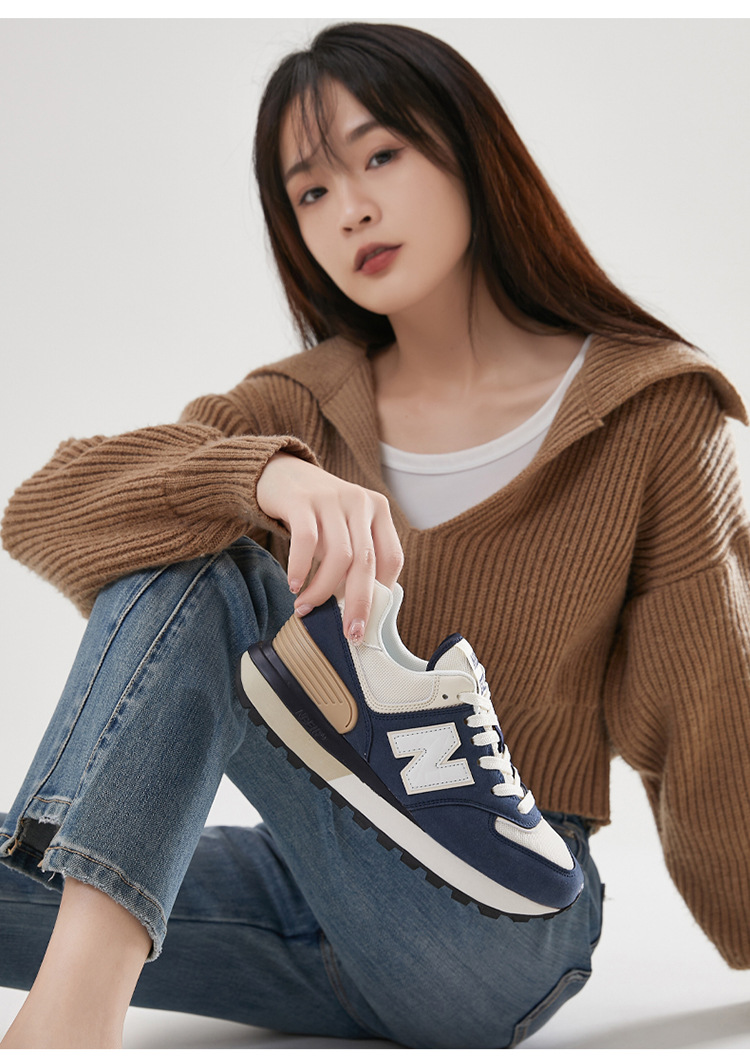 Giày thể thao unisex cổ điển tăng chiều cao đế dày phong cách Balance 574 — màu xanh đậm chi tiết 21