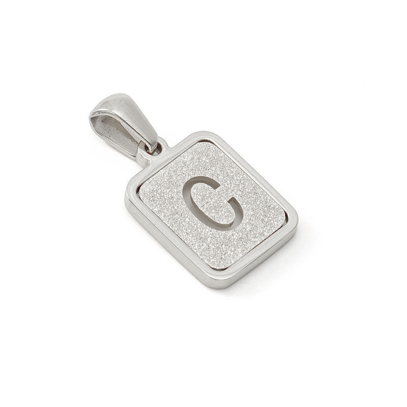 New fashion stainless steel English letter pendant factory wholesale pressure sand letter titanium steel 18k commuter Joker