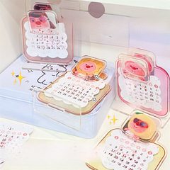 2024 New Rubia Acrylic Desk Calendar Stand, Cartoon Student Desk Accent, Cute Color-Translucent Clip Calendar