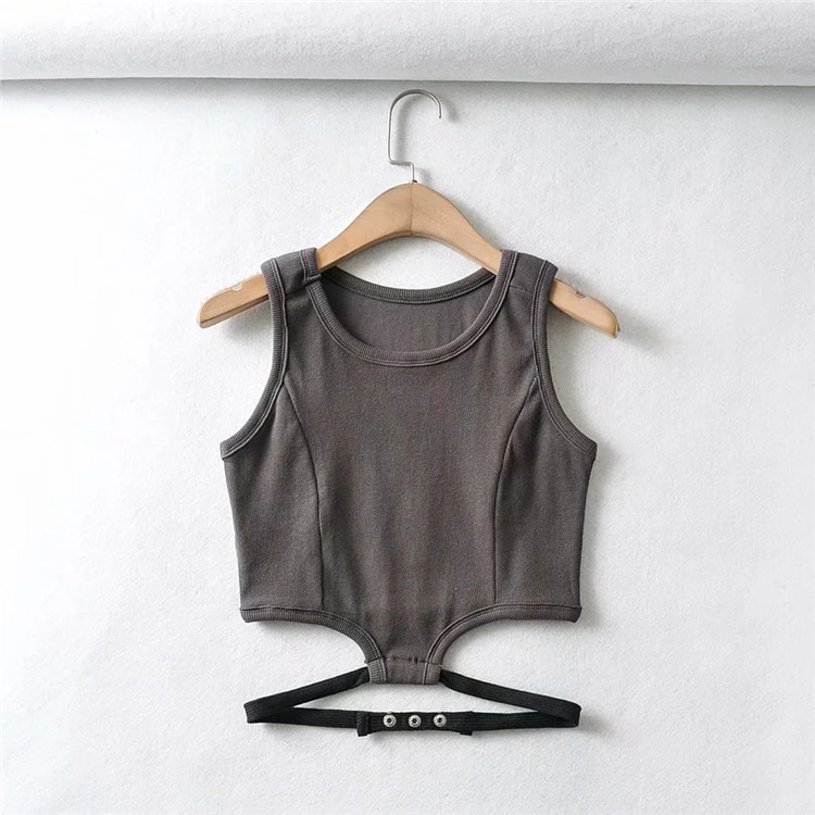 round neck cropped vest NSLD27563