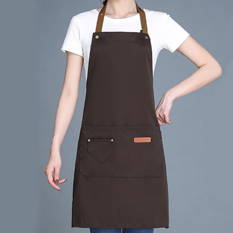 ケータリング用エプロン、カスタマイズされたロゴプリント、キッチン防水・耐油ウェイター作業服、ホルターネックロングエプロン|undefined