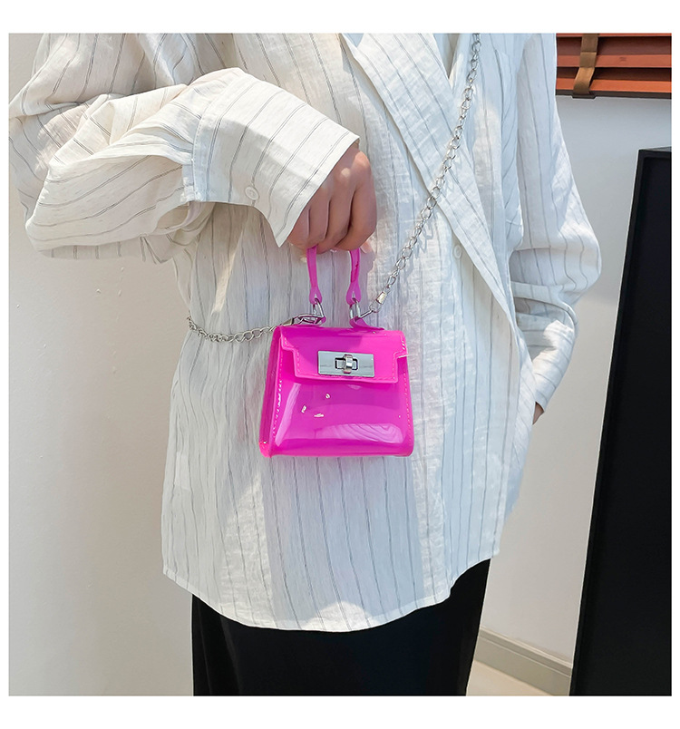 165g Weight Flip Cover, Lock clasp Closure Type Single Shoulder Strap, Top Handle Strap Type Casual Occasion PVC Material Solid Color Pattern All Seasons Season Women's Gender Streetwear Style Square Shape Small Size Women's Small PVC Solid Color Streetwear Square Flip Cover Lock Clasp 18