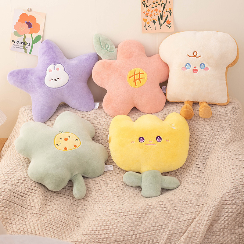 Flower Pillow Cartoon Tulip Bread Five-Pointed Star Waist Cushion Doll Machine Exchange Doll Manufacturer Found Goods
