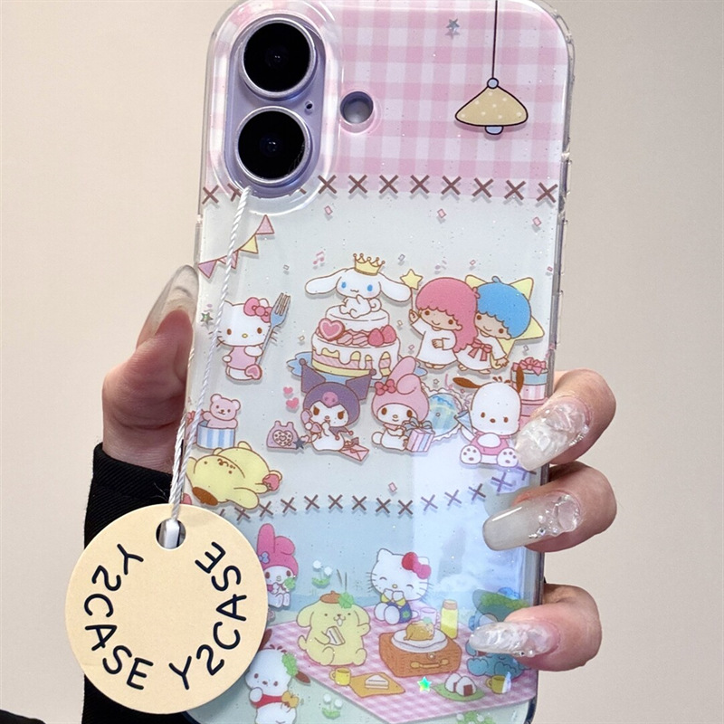 Cartoon Cute Sanrio Party Suitable for Iphone17Promax Mobile Phone Case Apple 16 New Style 15 Female 14
