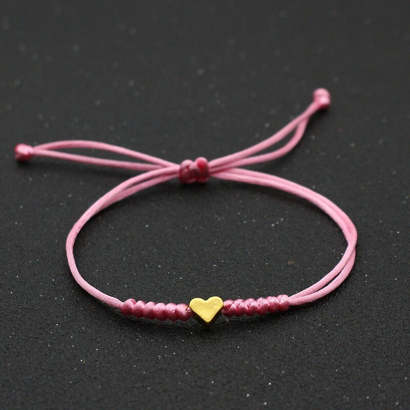 Cross-border Foreign Trade Golden Love Bracelet Couple Hand-woven Adjustable Red Rope Bracelet Summer Simple All-match Bracelet