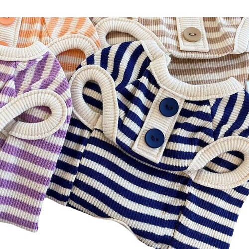 Simple striped puppy knitted vest Teddy Bichon small and medium-sized dogs and cats biped pet clothes