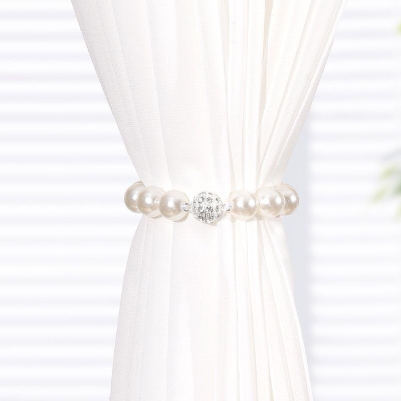 现代简约窗帘绑带磁吸ABS珍珠扣奢华高级免打孔绑绳一件代发|ms