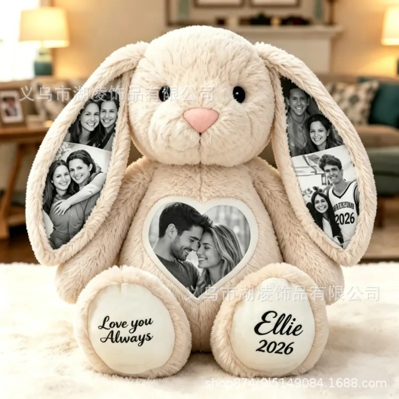 Muñeco de Peluche Conejo Orejas Largas de Algodón PP Bordado Personalizable para Regalos image 4