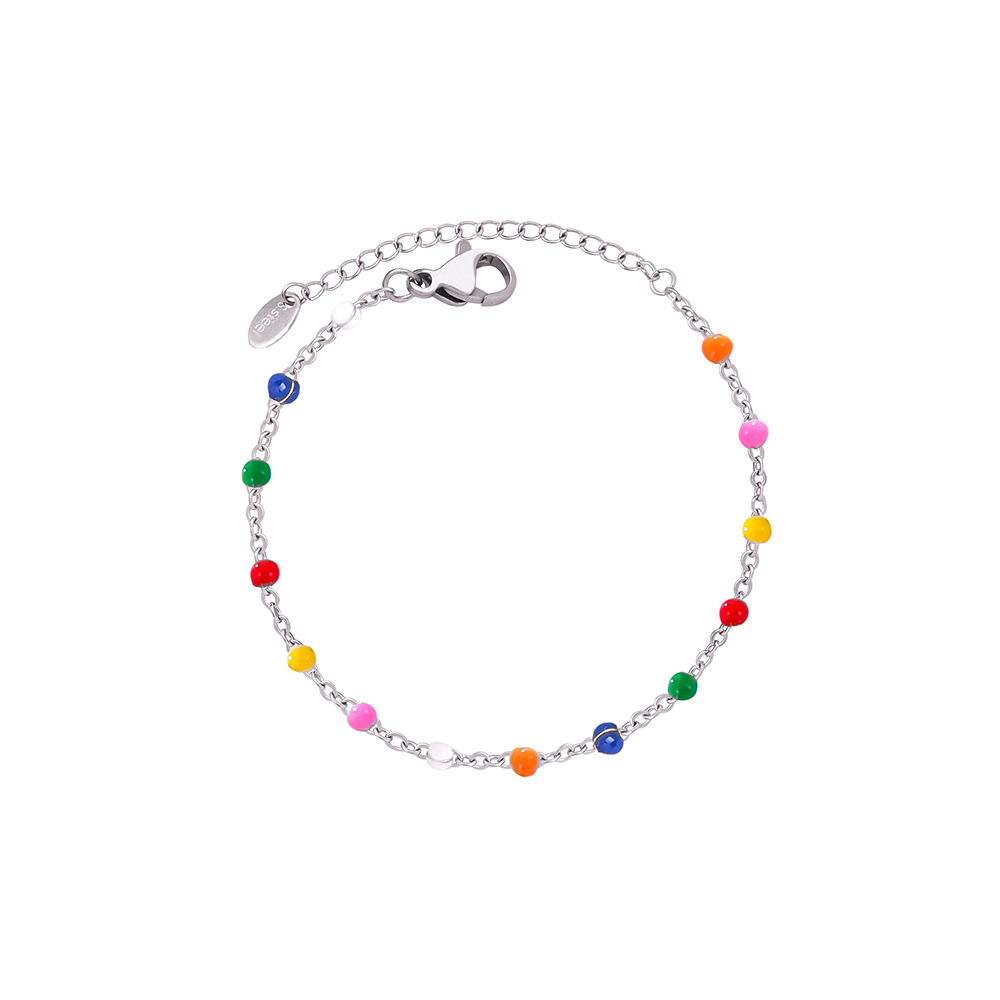 Pulsera de collar de empalme de aceite de gota de esmalte de color dopamina, acero de titanio, hada pequeña, temperamento de nicho, cadena de clavícula, joyería, personalidad femenina