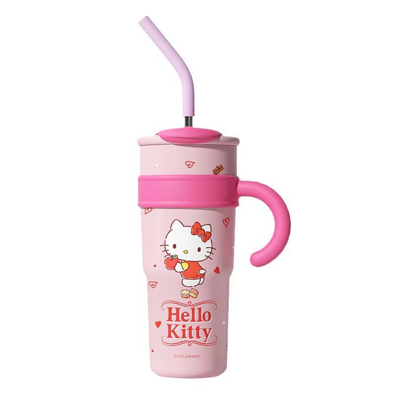 Sanrio, мультяшный стакан из нержавеющей стали с прозрачным цилиндром, ручка, вместительная чашка для чая