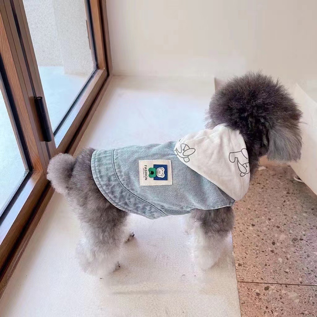 애완 동물 옷 | 귀여운 | 카우보이 바쁜 잘 생긴 개 곰 모자 데님 봄 가을