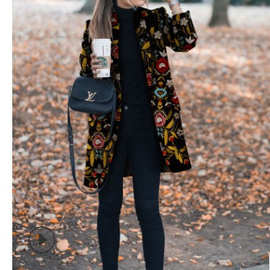 新款潮流轻熟气质欧美时尚翻领修身型中长款呢子大衣女式毛呢外套