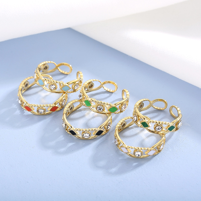 PVD Coated Gold Plating Process PVD Coated 18K Gold Plated Geometric Stainless Steel Resin Fashion Waterproof Non Tarnish Open Ring
